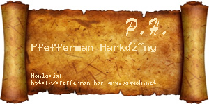 Pfefferman Harkány névjegykártya